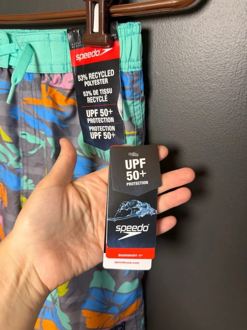 Speedo Swim Trunks | Size Boys Med 10/12 Tropical Floral UPF 50+ Swim Shorts NWT